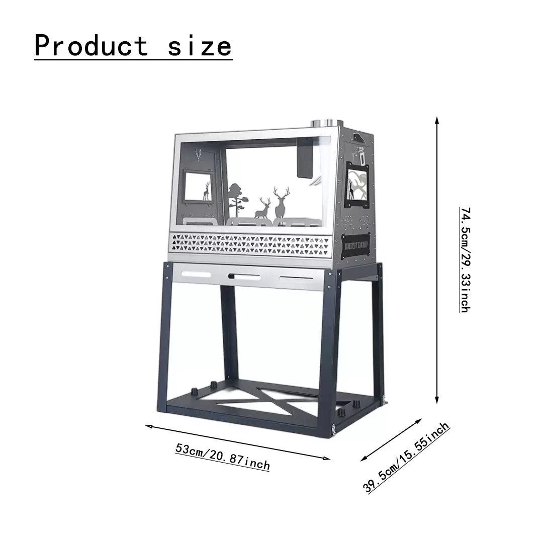 Stufa a tenda trapezoidale in acciaio inox