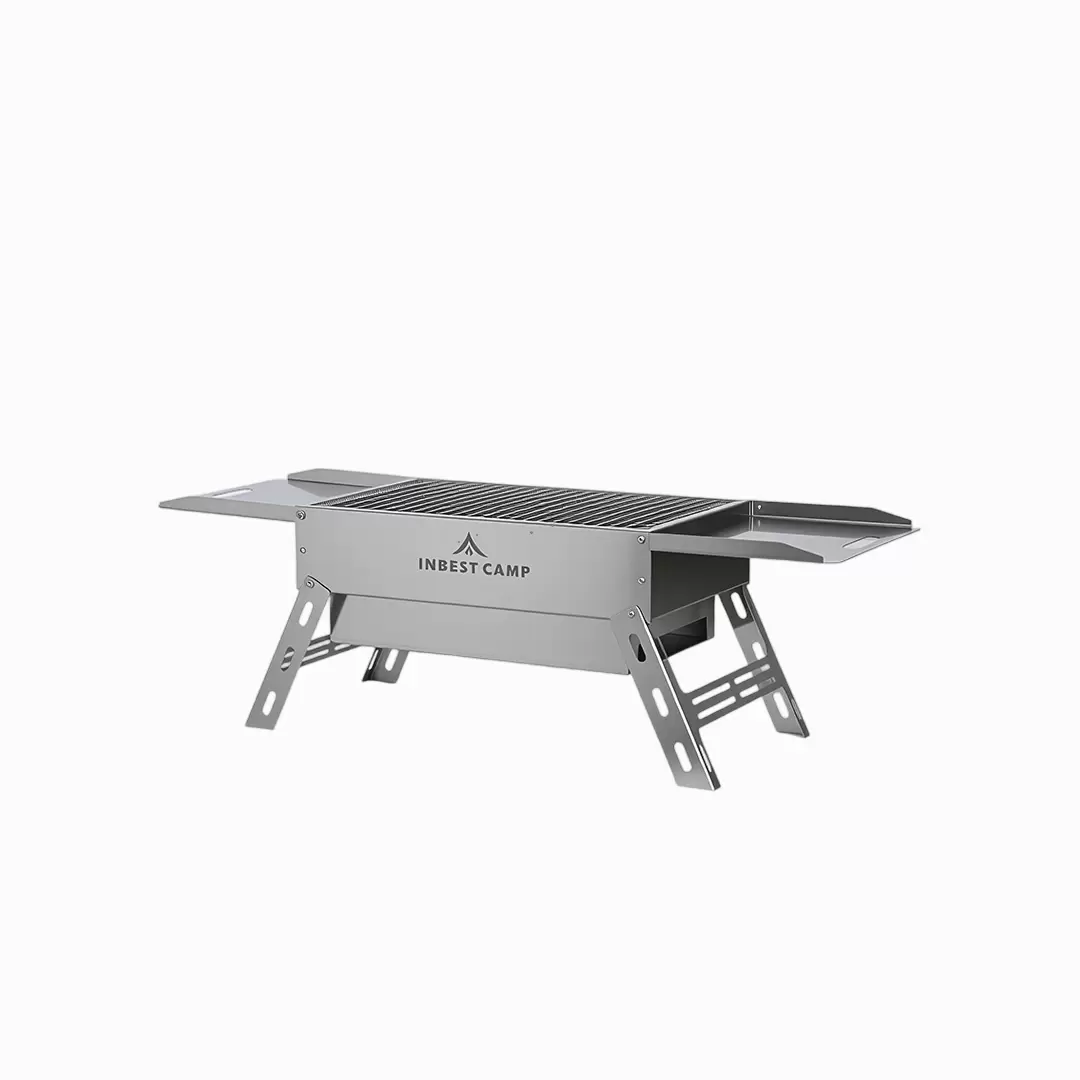 Barbecue a carbone in acciaio inox con manico pieghevole