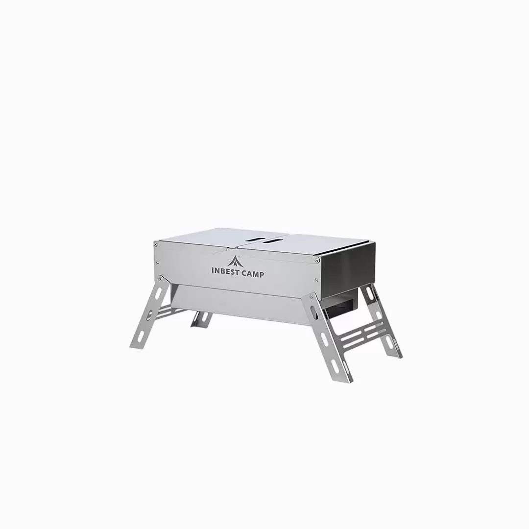 Barbecue a carbone in acciaio inox con manico pieghevole