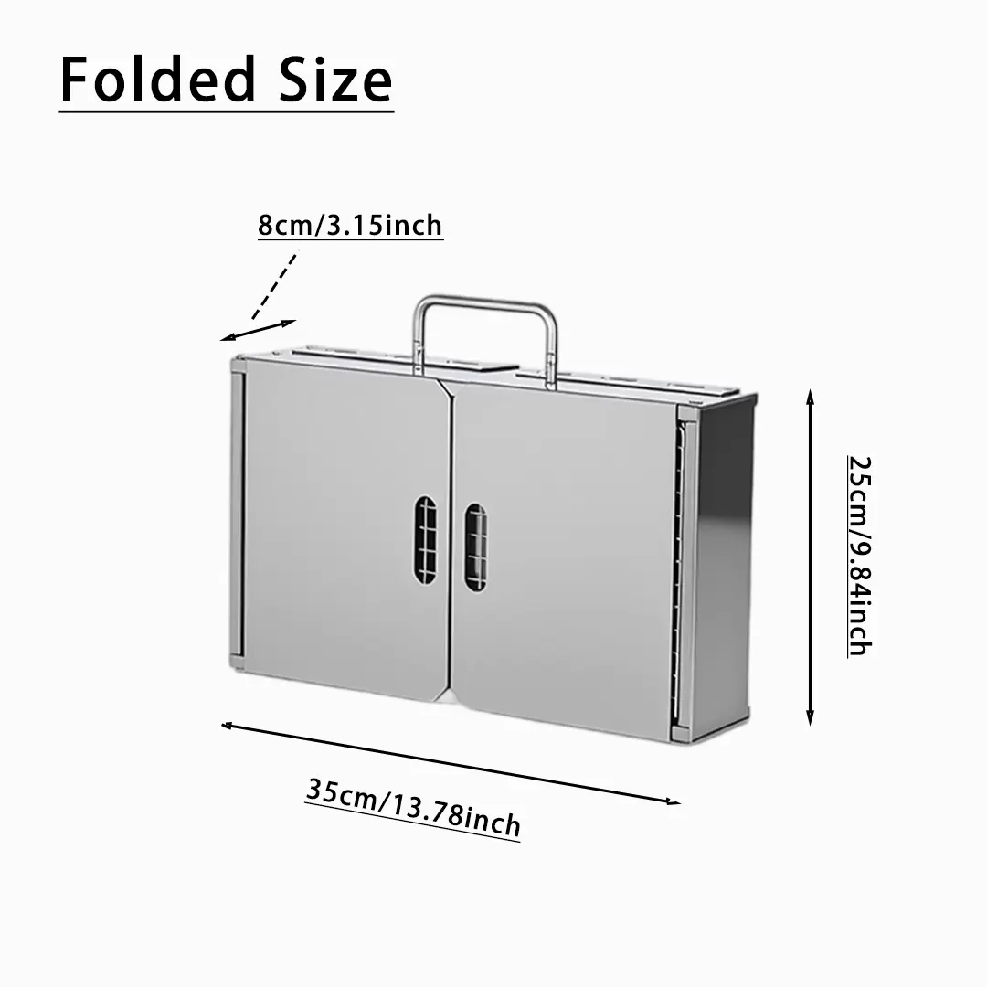 Barbecue a carbone in acciaio inox con manico pieghevole
