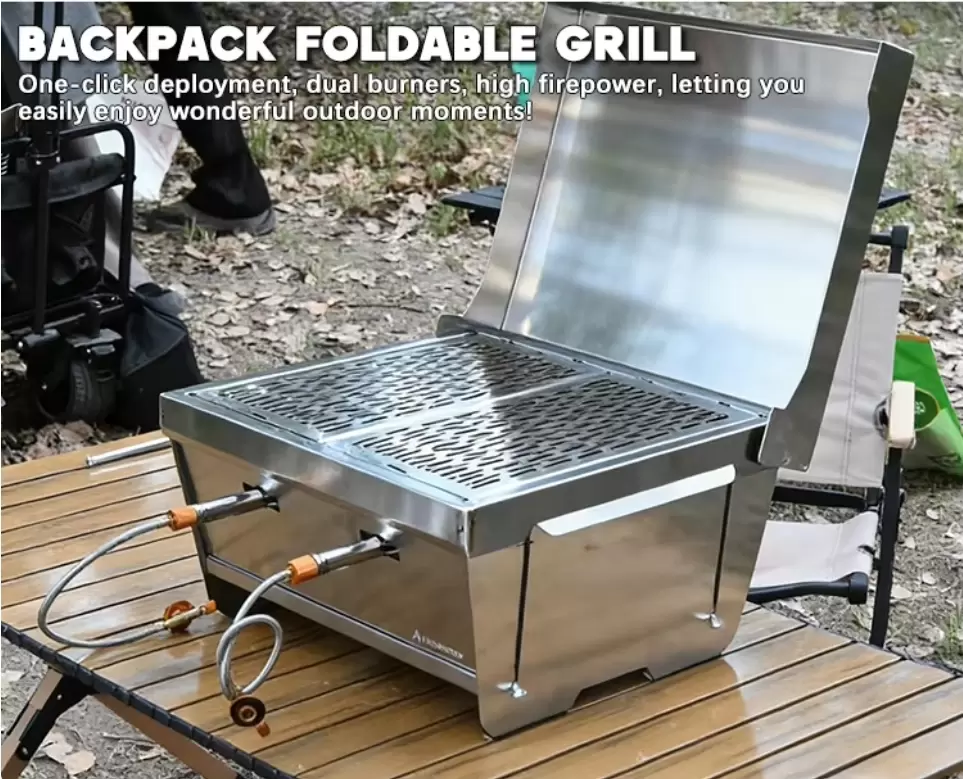 Barbecue a gas portatile pieghevole, produzione OEM direttamente dalla fabbrica per la crescita del marchio BBQ.